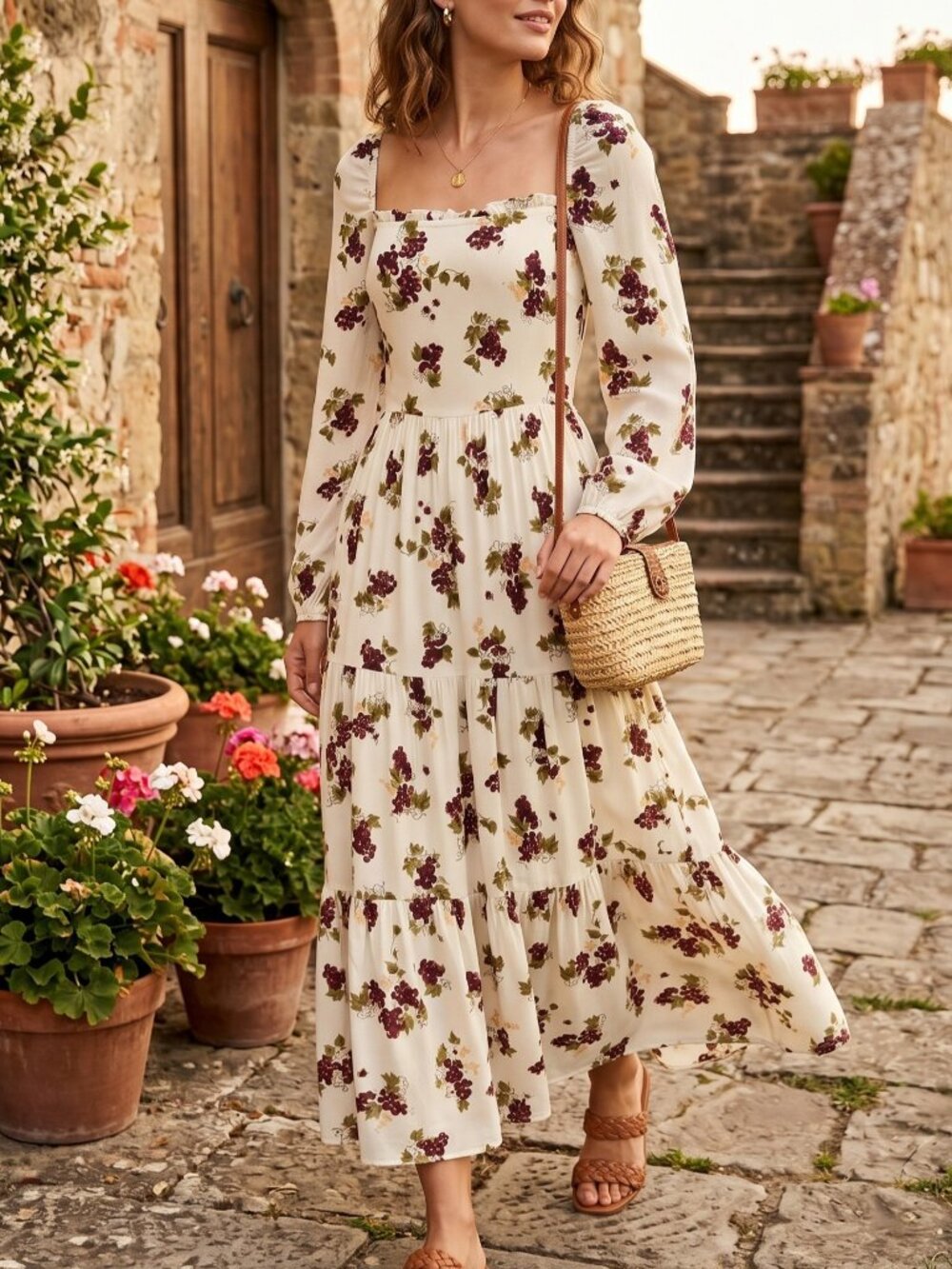 NWT Reformation Kellie Long Sleeve Midi Dress in Grapevine Size 2, 4, 8